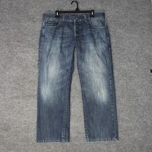 William Rast Jeans Mens 36 Blue Straight Leg Embroidered Pockets Y2K